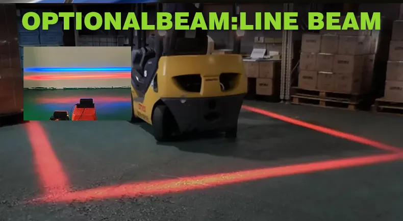 Light shape produced by a forklift safety light at working projection distances inside an indoor facility