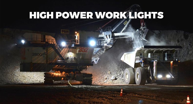 High power LED work light with sealed housing for heavy truck exteriors