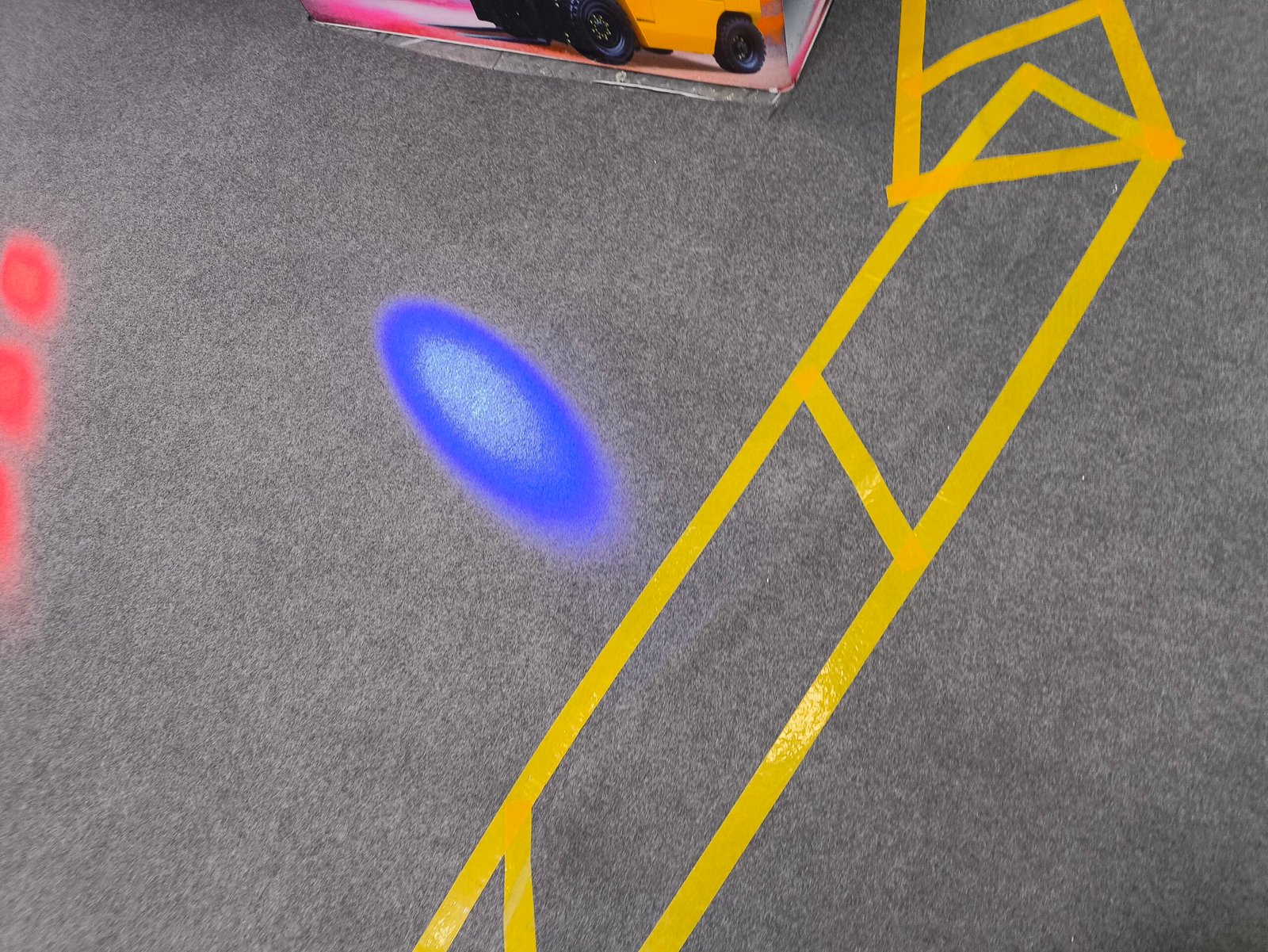 LED forklift blue safety zone light in warehouse