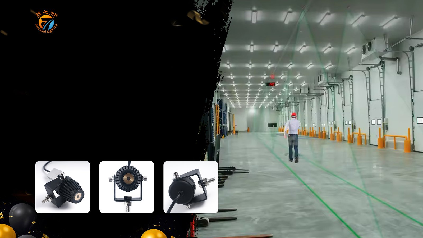 Laser line projector unit for industrial floor warning zone applications