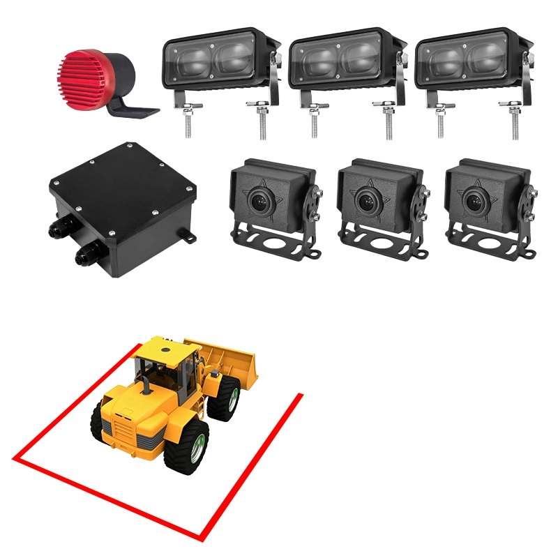 XRL1341U forklift safety zone warning light system combining AI pedestrian detection with visual and audible alerts