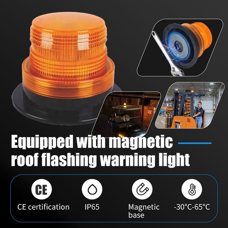 Red LED beacon light unit for industrial site and service vehicles
